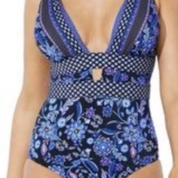 Swimsuits For All Other - Blue Floral Size 16 One-Piece Swimsuits For All brand